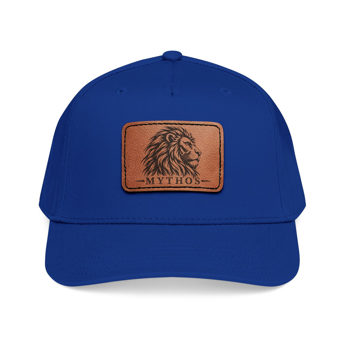 Leather Patch Lion Baseball Cap — Mid Profile Adjustable Hat