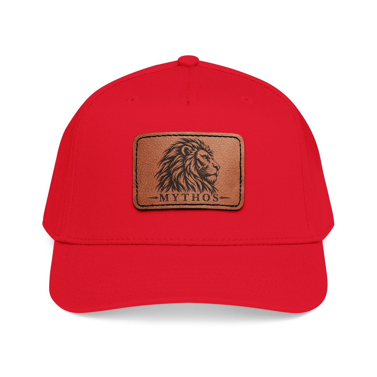 Leather Patch Lion Baseball Cap — Mid Profile Adjustable Hat