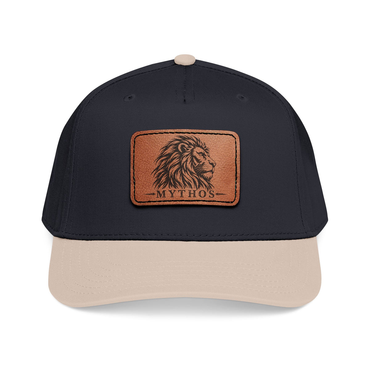 Leather Patch Lion Baseball Cap — Mid Profile Adjustable Hat