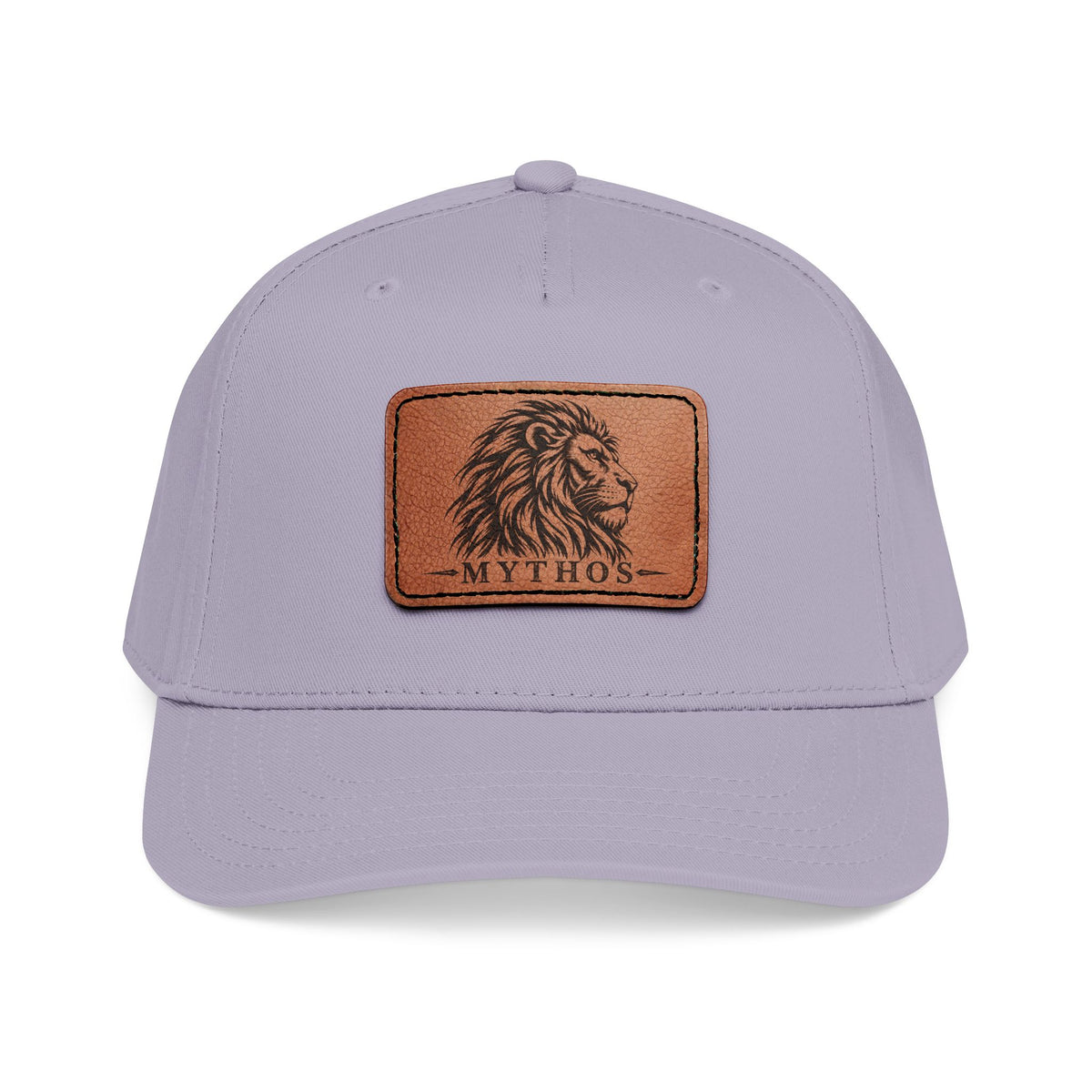 Leather Patch Lion Baseball Cap — Mid Profile Adjustable Hat
