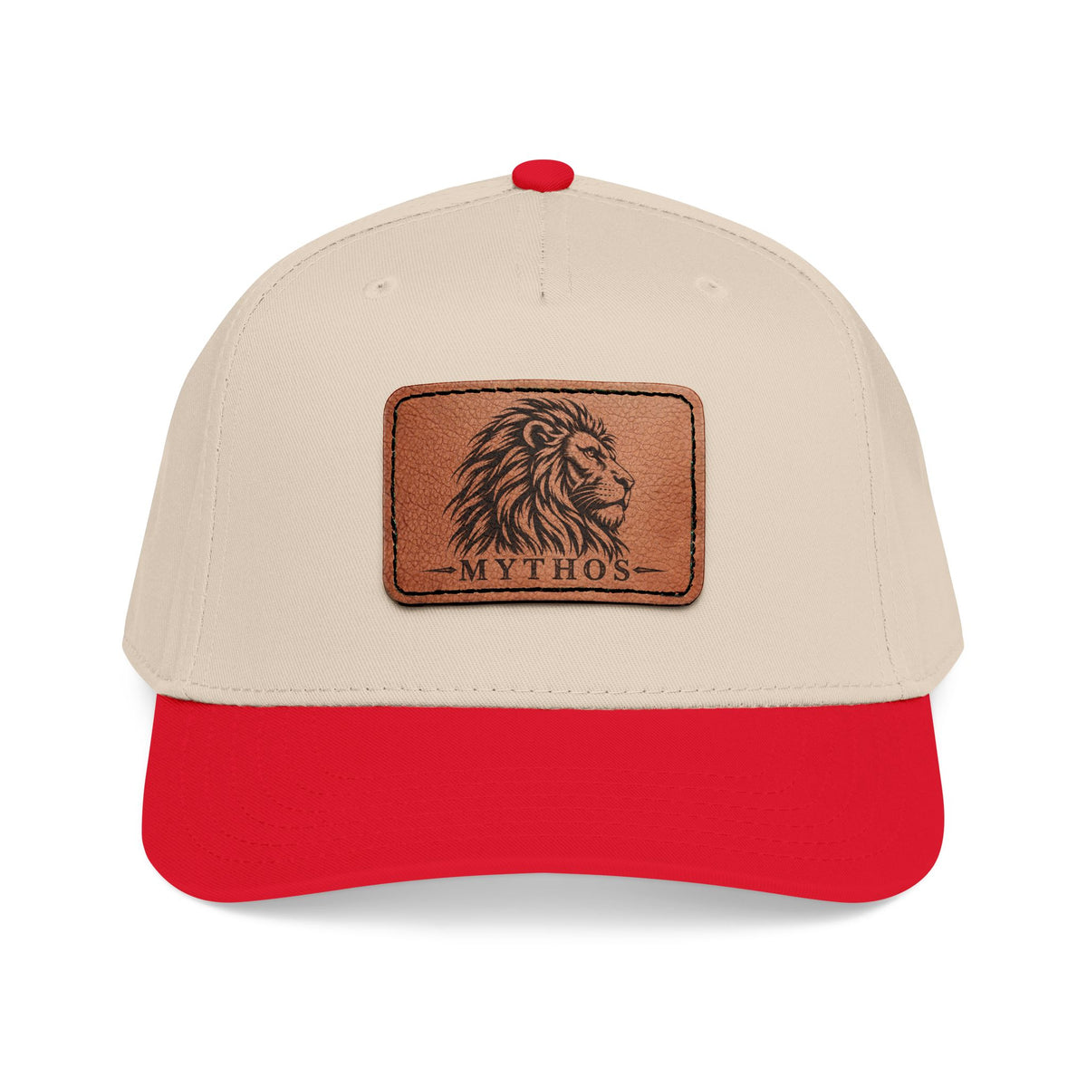 Leather Patch Lion Baseball Cap — Mid Profile Adjustable Hat