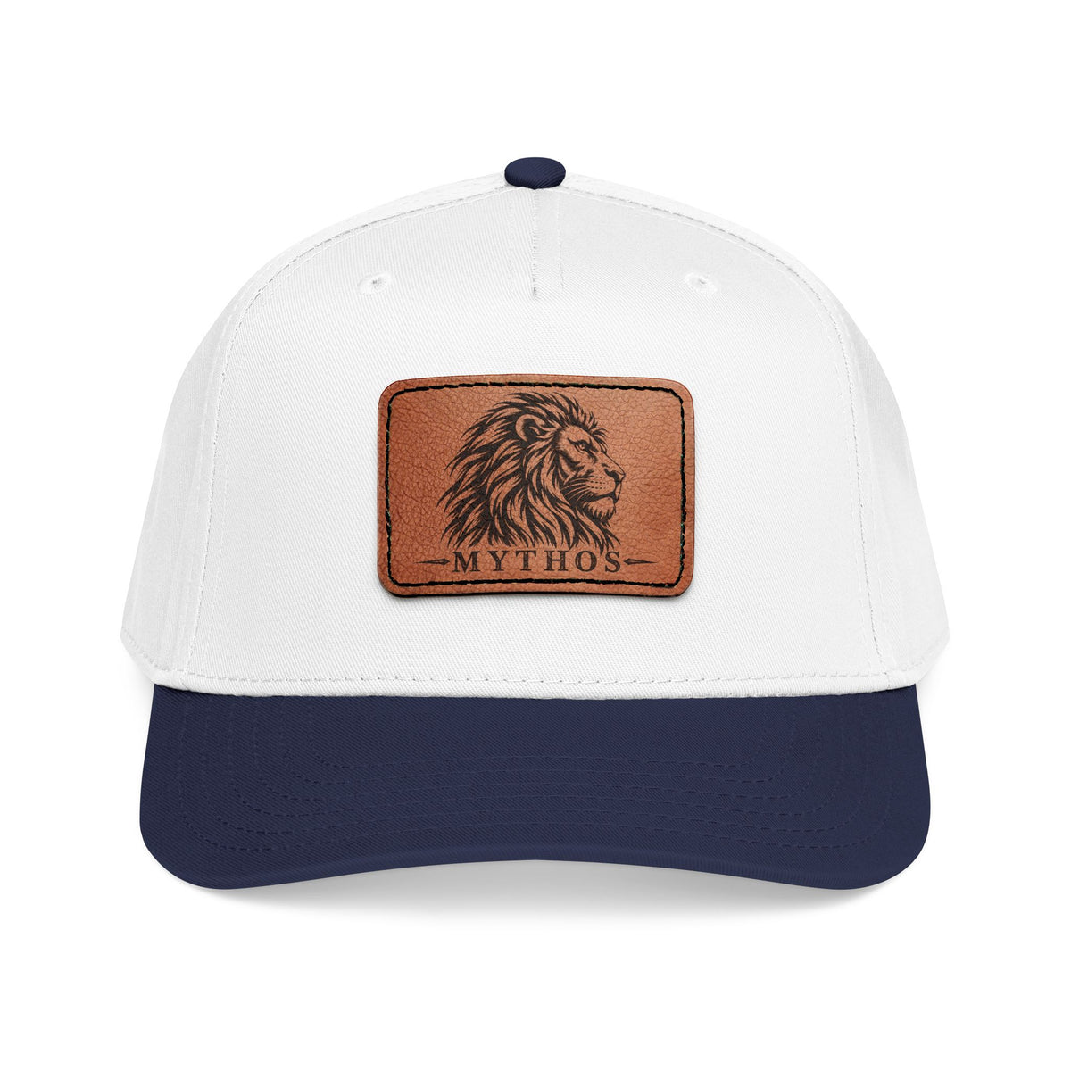 Leather Patch Lion Baseball Cap — Mid Profile Adjustable Hat