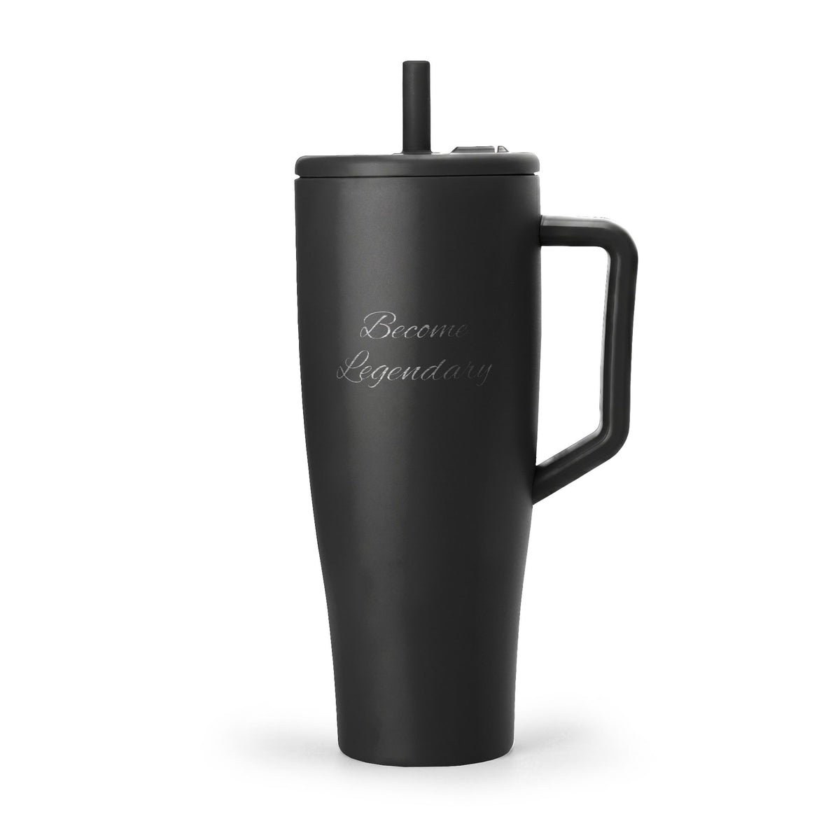 40oz Insulated Tumbler with Handle & Straw — Engraved Travel Mug