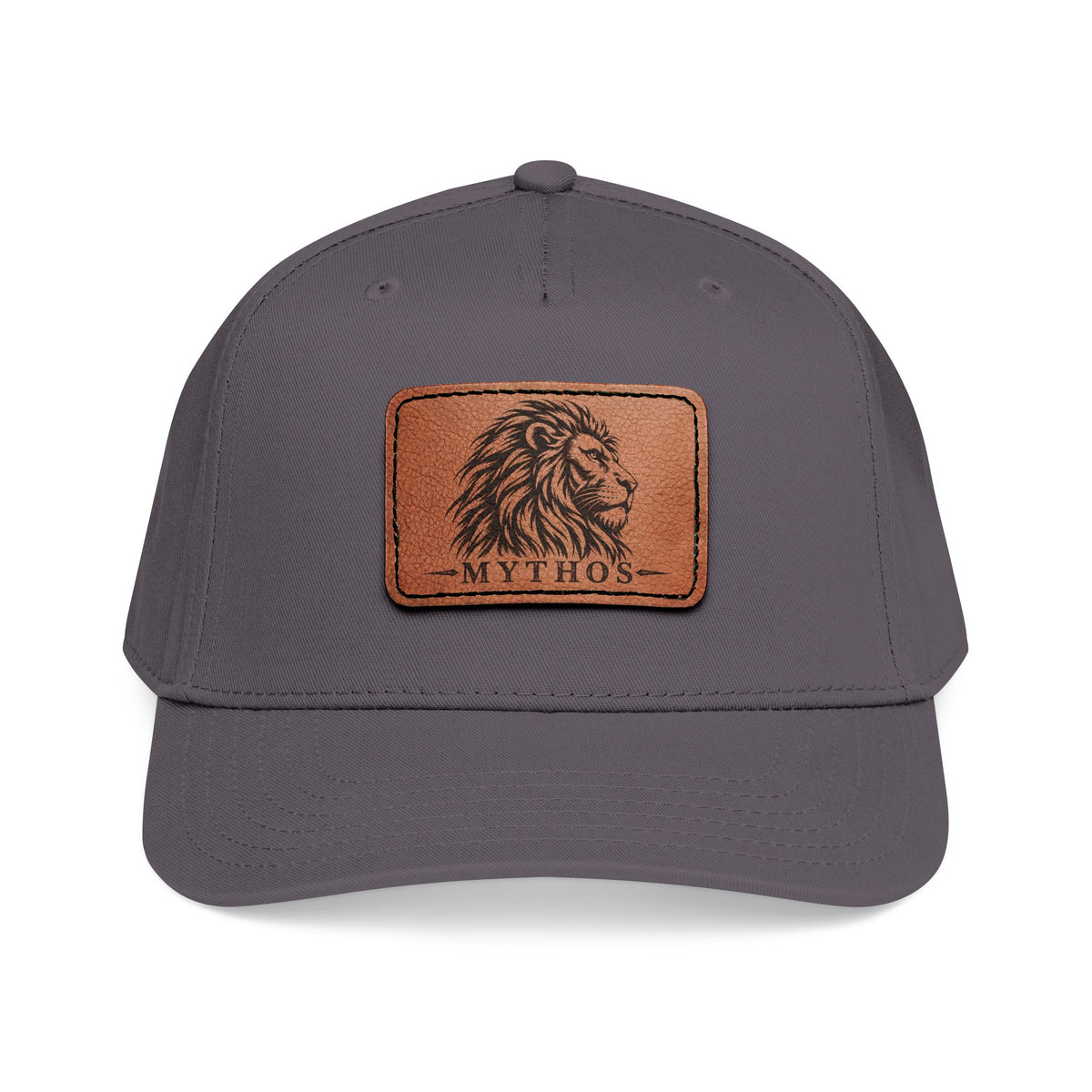 Leather Patch Lion Baseball Cap — Mid Profile Adjustable Hat