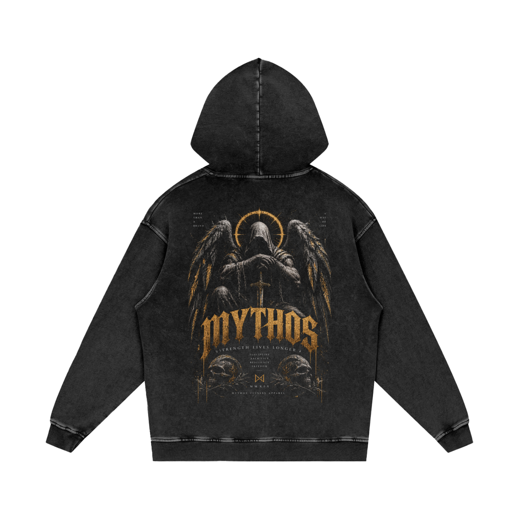Snow Washed Loose Cotton Hoodie Angel