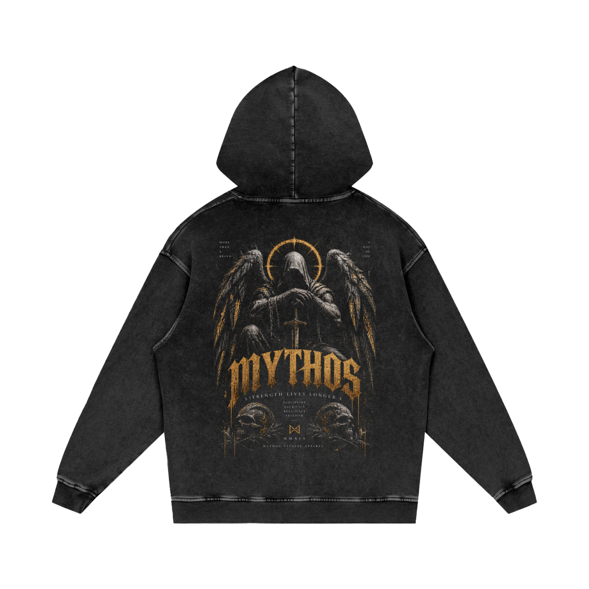 Snow Washed Loose Cotton Hoodie Angel