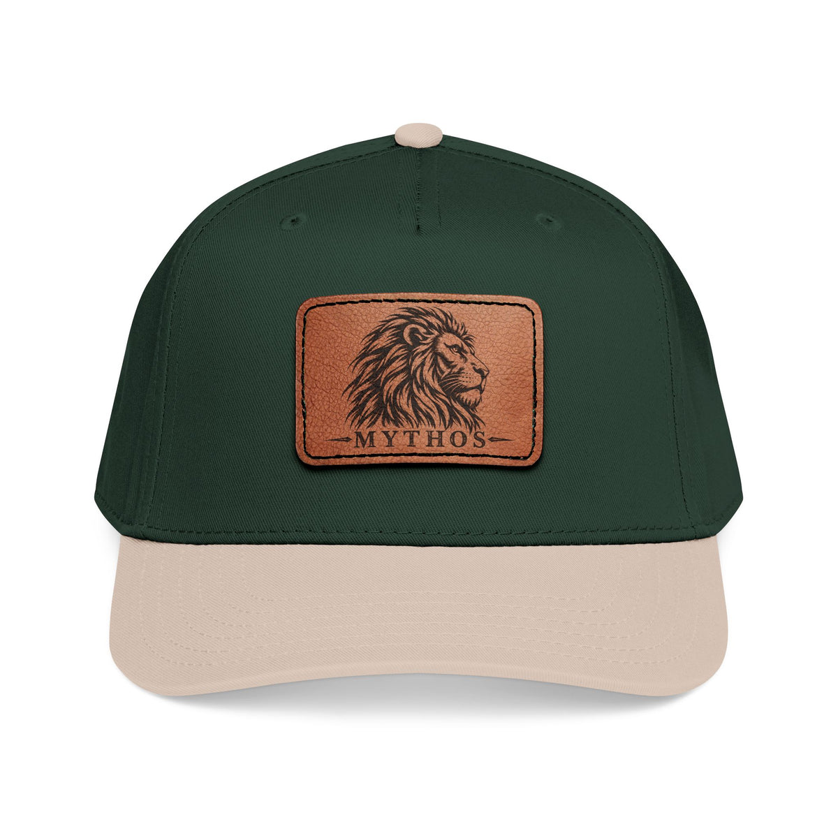 Leather Patch Lion Baseball Cap — Mid Profile Adjustable Hat