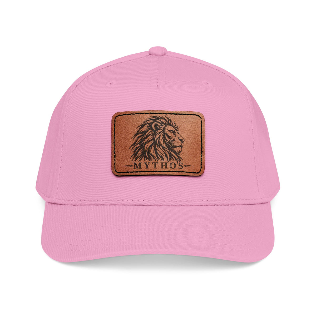 Leather Patch Lion Baseball Cap — Mid Profile Adjustable Hat