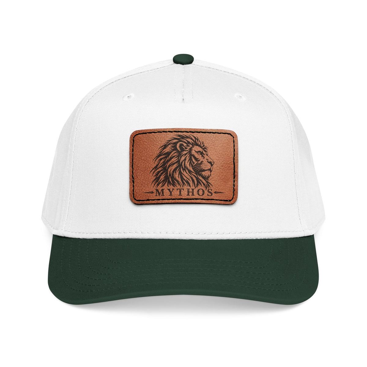 Leather Patch Lion Baseball Cap — Mid Profile Adjustable Hat