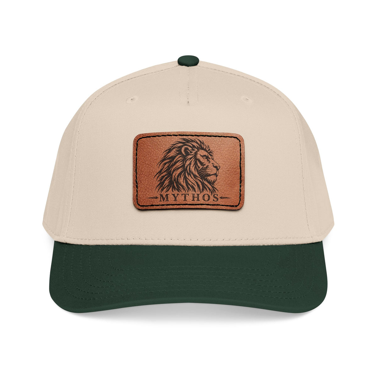 Leather Patch Lion Baseball Cap — Mid Profile Adjustable Hat