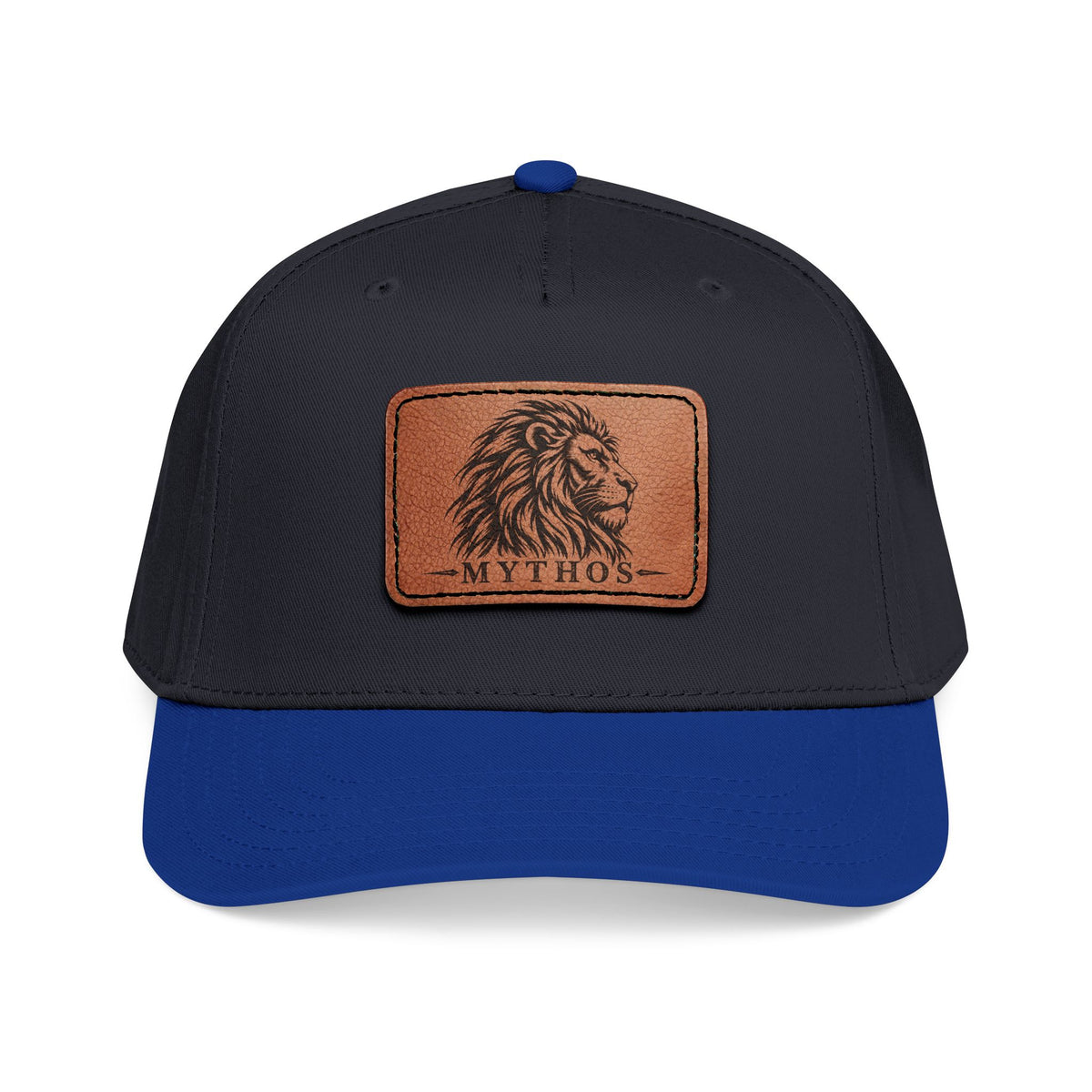 Leather Patch Lion Baseball Cap — Mid Profile Adjustable Hat
