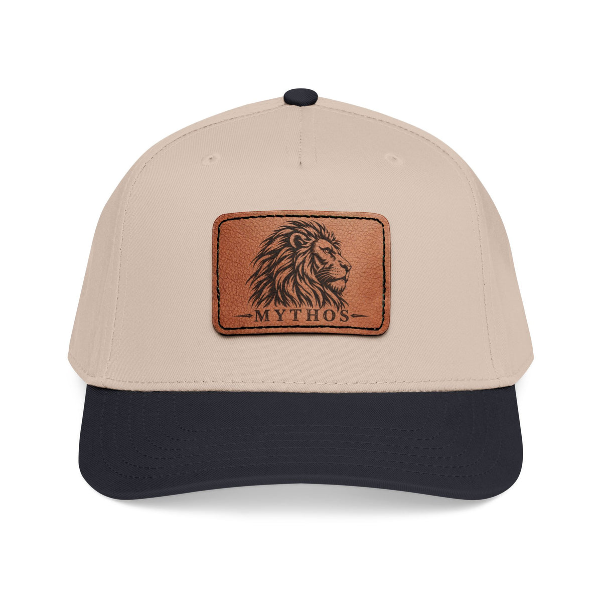 Leather Patch Lion Baseball Cap — Mid Profile Adjustable Hat