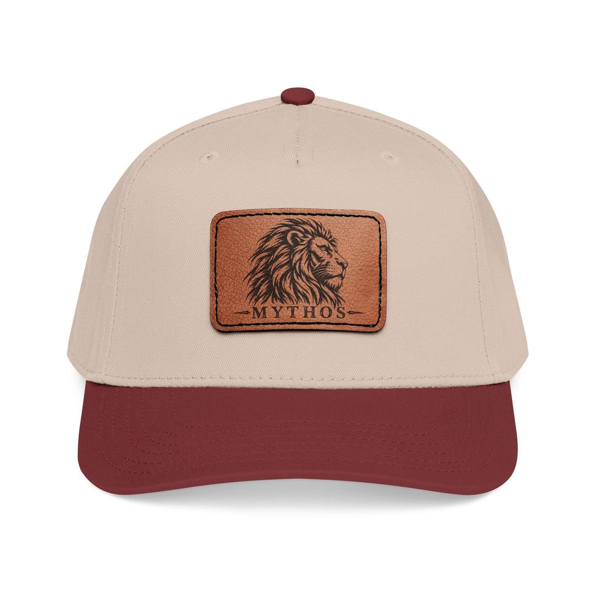 Leather Patch Lion Baseball Cap — Mid Profile Adjustable Hat