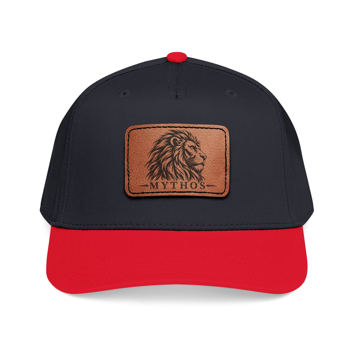 Leather Patch Lion Baseball Cap — Mid Profile Adjustable Hat