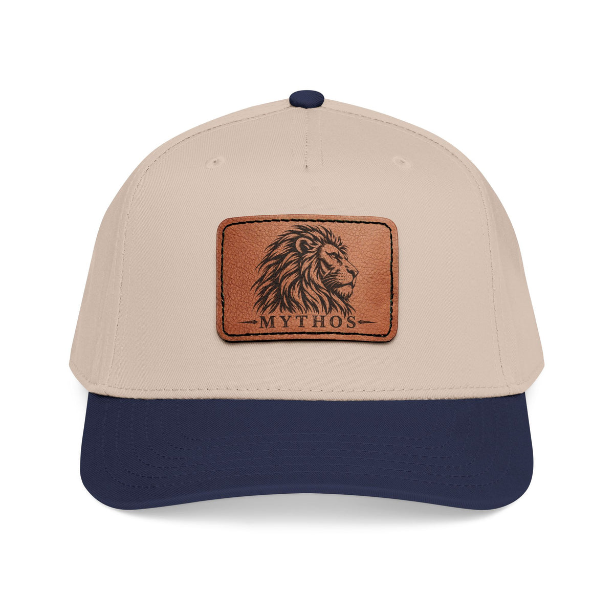 Leather Patch Lion Baseball Cap — Mid Profile Adjustable Hat