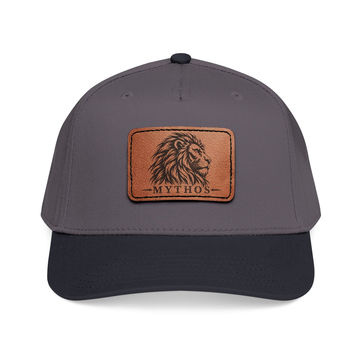 Leather Patch Lion Baseball Cap — Mid Profile Adjustable Hat