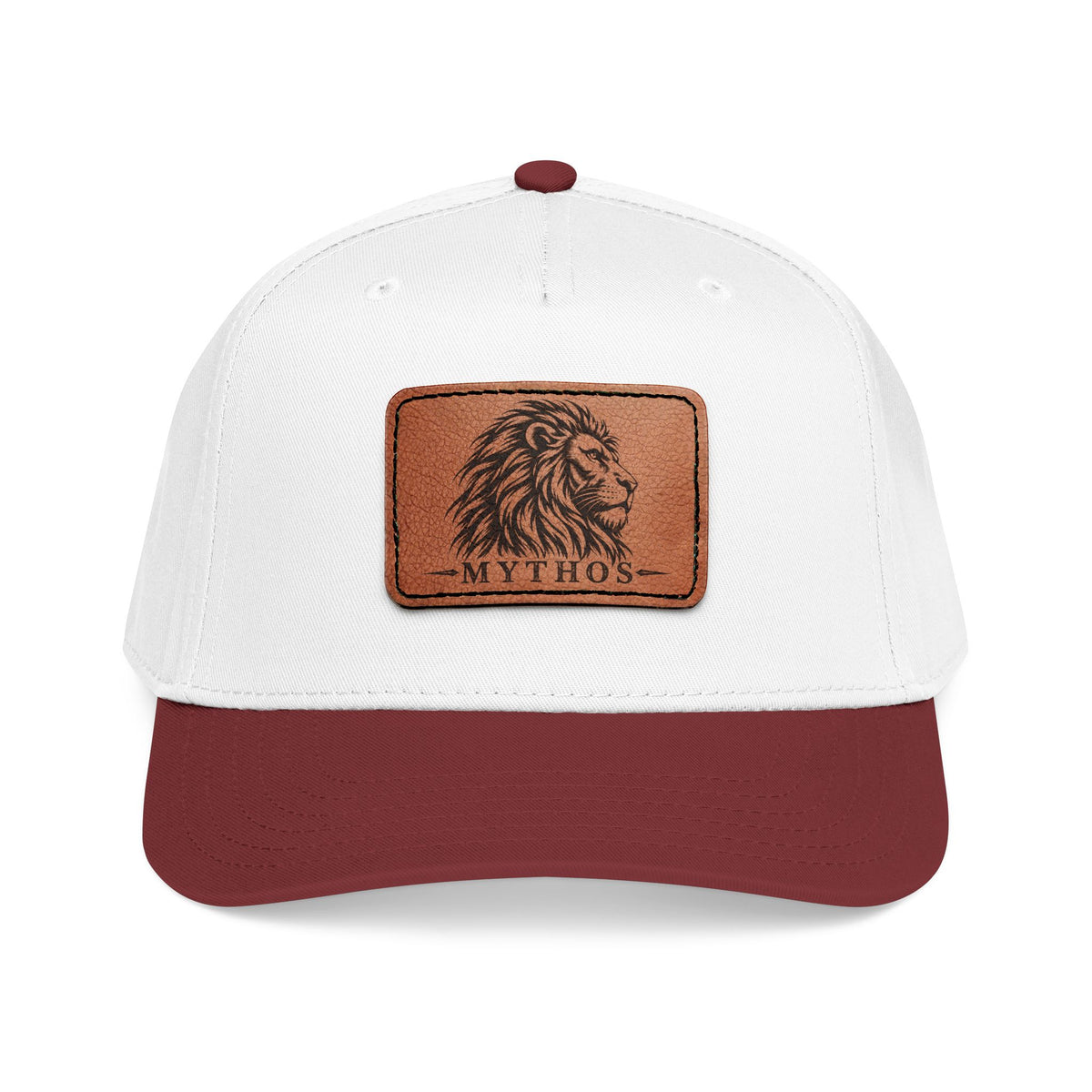 Leather Patch Lion Baseball Cap — Mid Profile Adjustable Hat