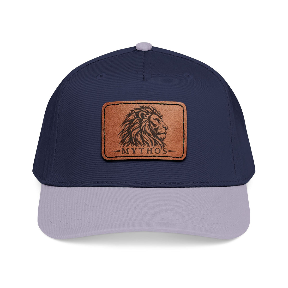 Leather Patch Lion Baseball Cap — Mid Profile Adjustable Hat