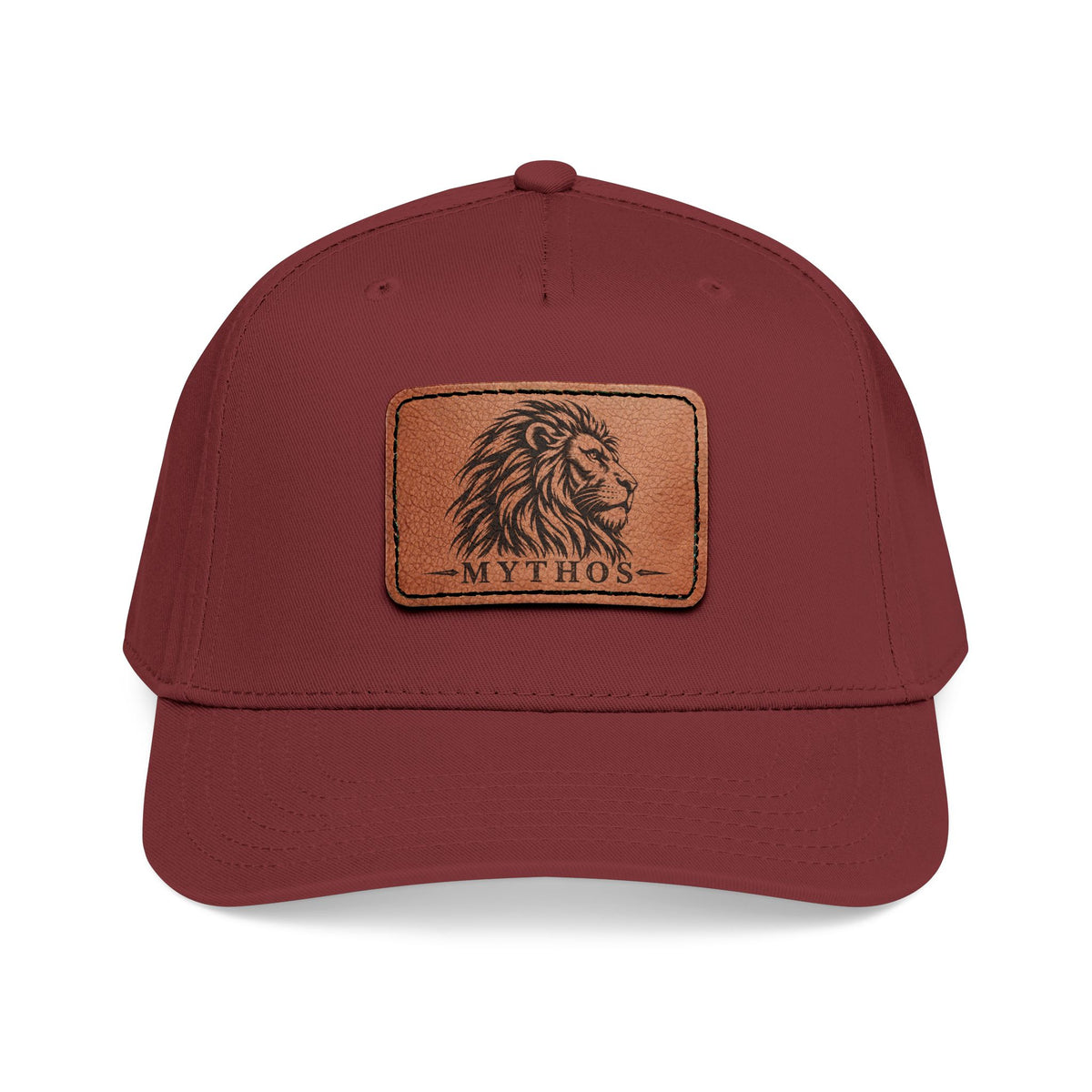 Leather Patch Lion Baseball Cap — Mid Profile Adjustable Hat