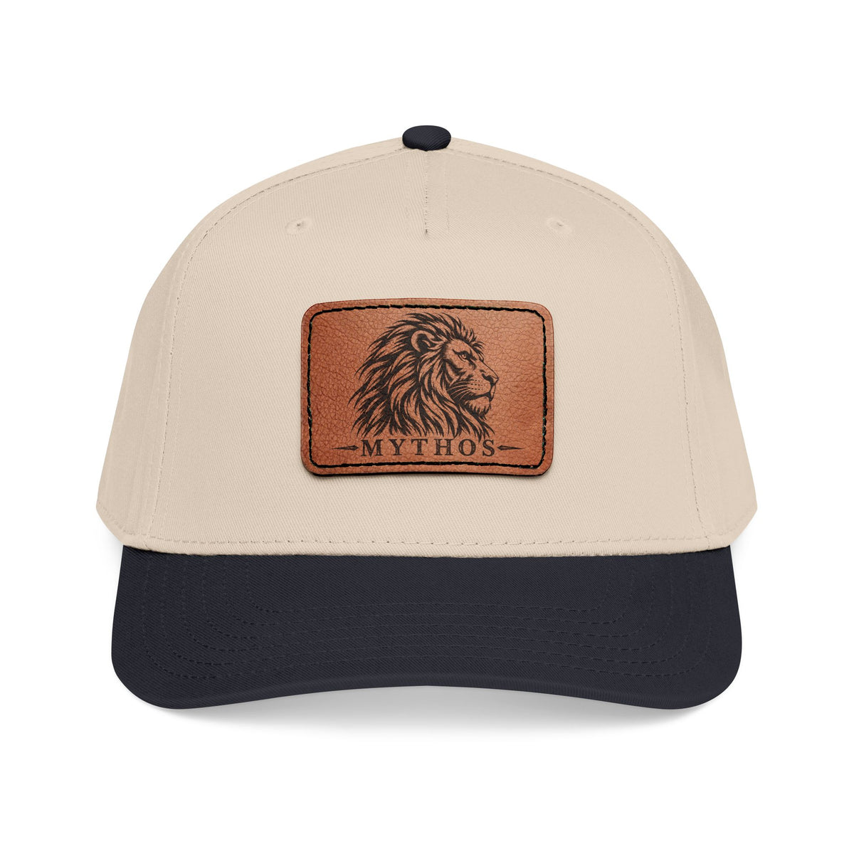 Leather Patch Lion Baseball Cap — Mid Profile Adjustable Hat