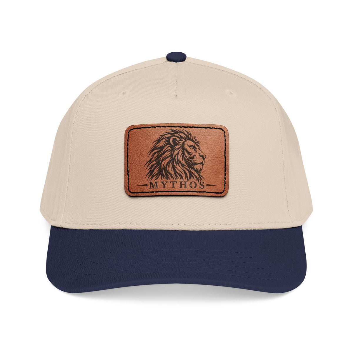 Leather Patch Lion Baseball Cap — Mid Profile Adjustable Hat