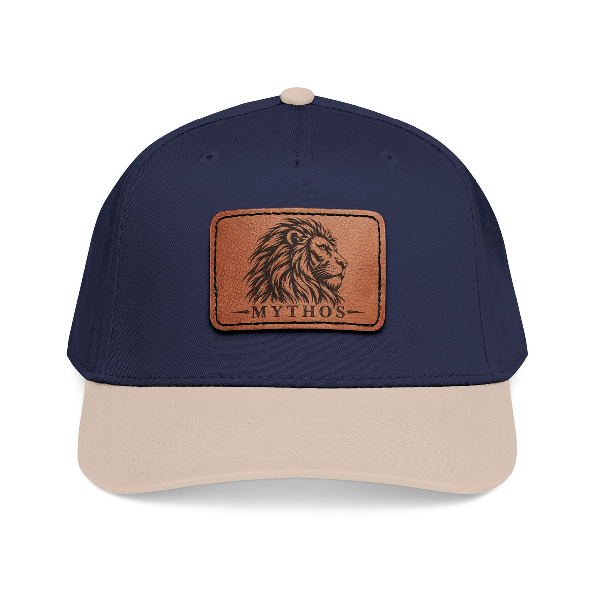 Leather Patch Lion Baseball Cap — Mid Profile Adjustable Hat