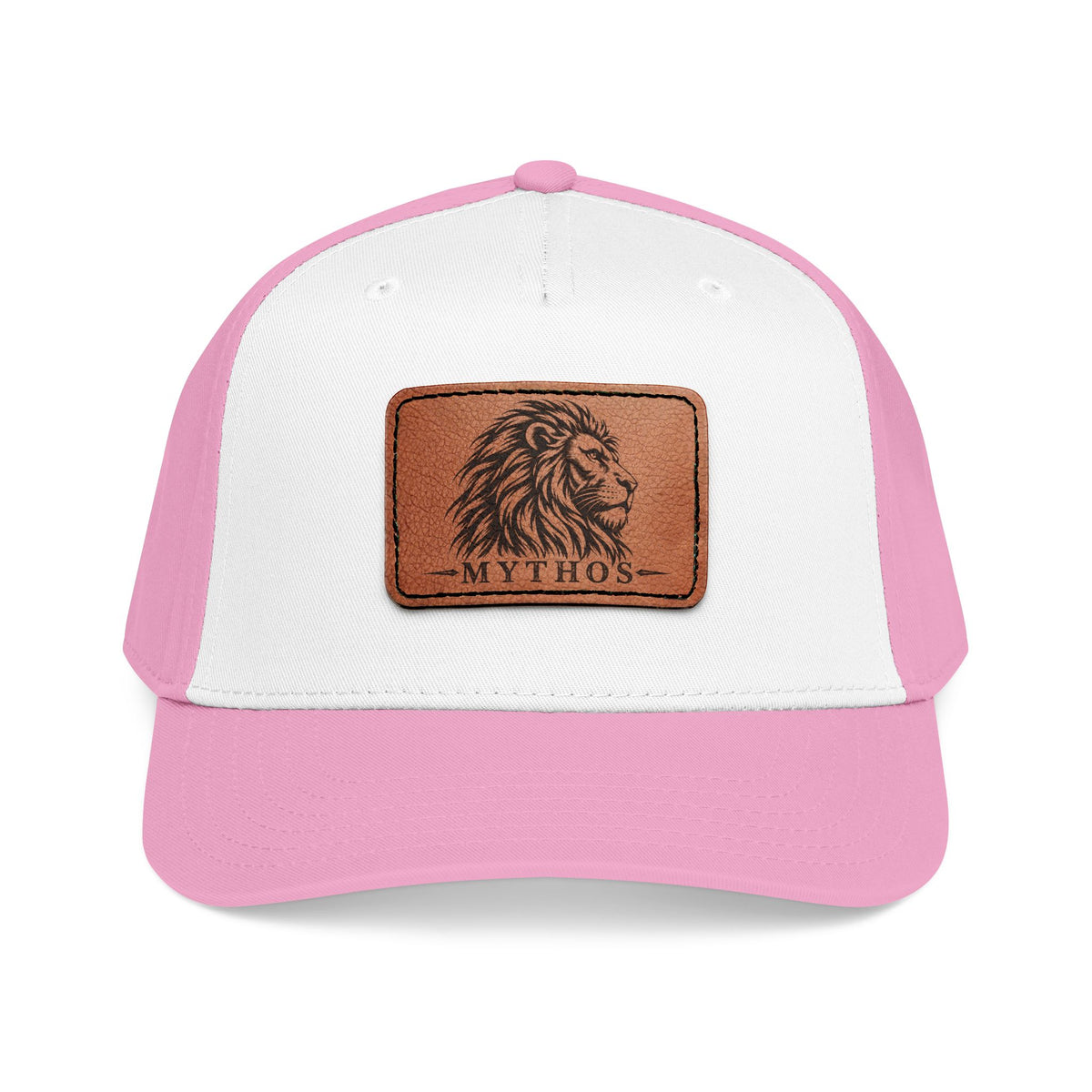 Leather Patch Lion Baseball Cap — Mid Profile Adjustable Hat