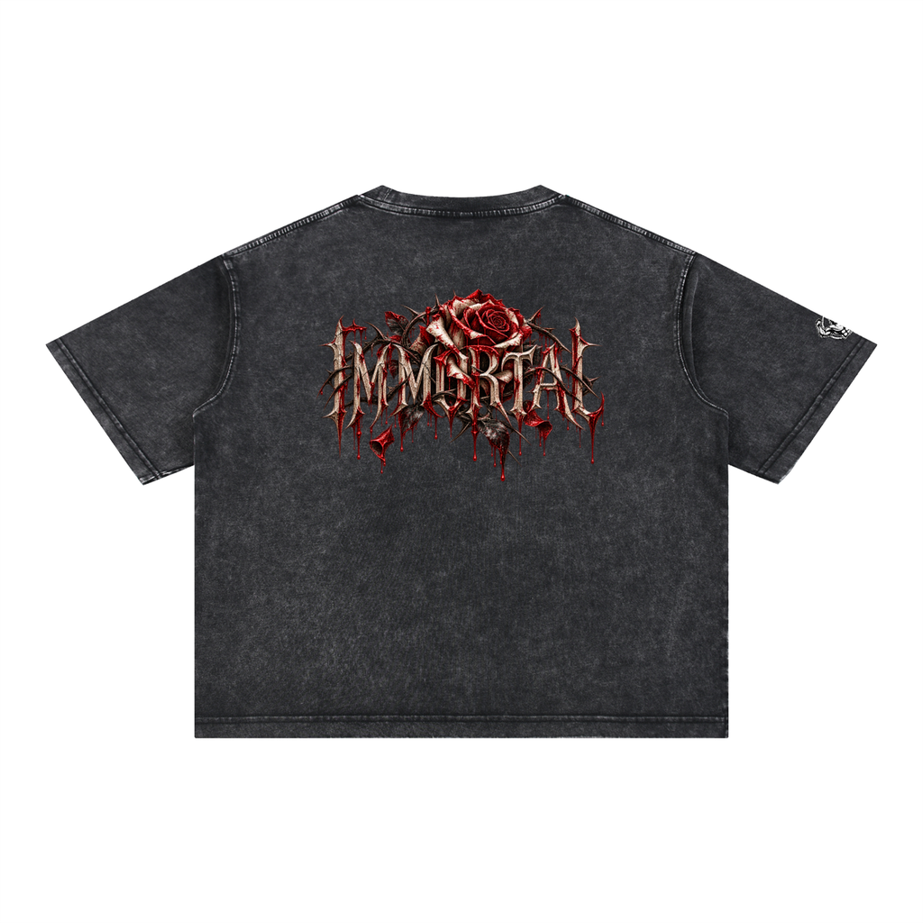 Mineral Wash Boxy Cotton T-Shirt Immortal