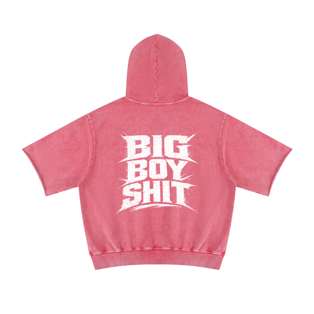 Unisex Mineral Wash Short Sleeve Hoodie Big Boy S