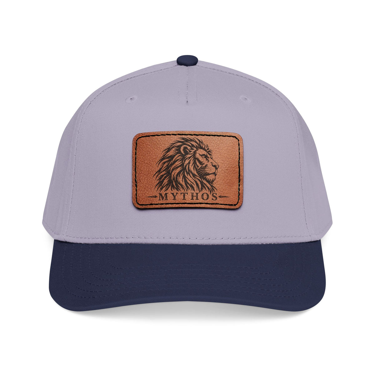 Leather Patch Lion Baseball Cap — Mid Profile Adjustable Hat