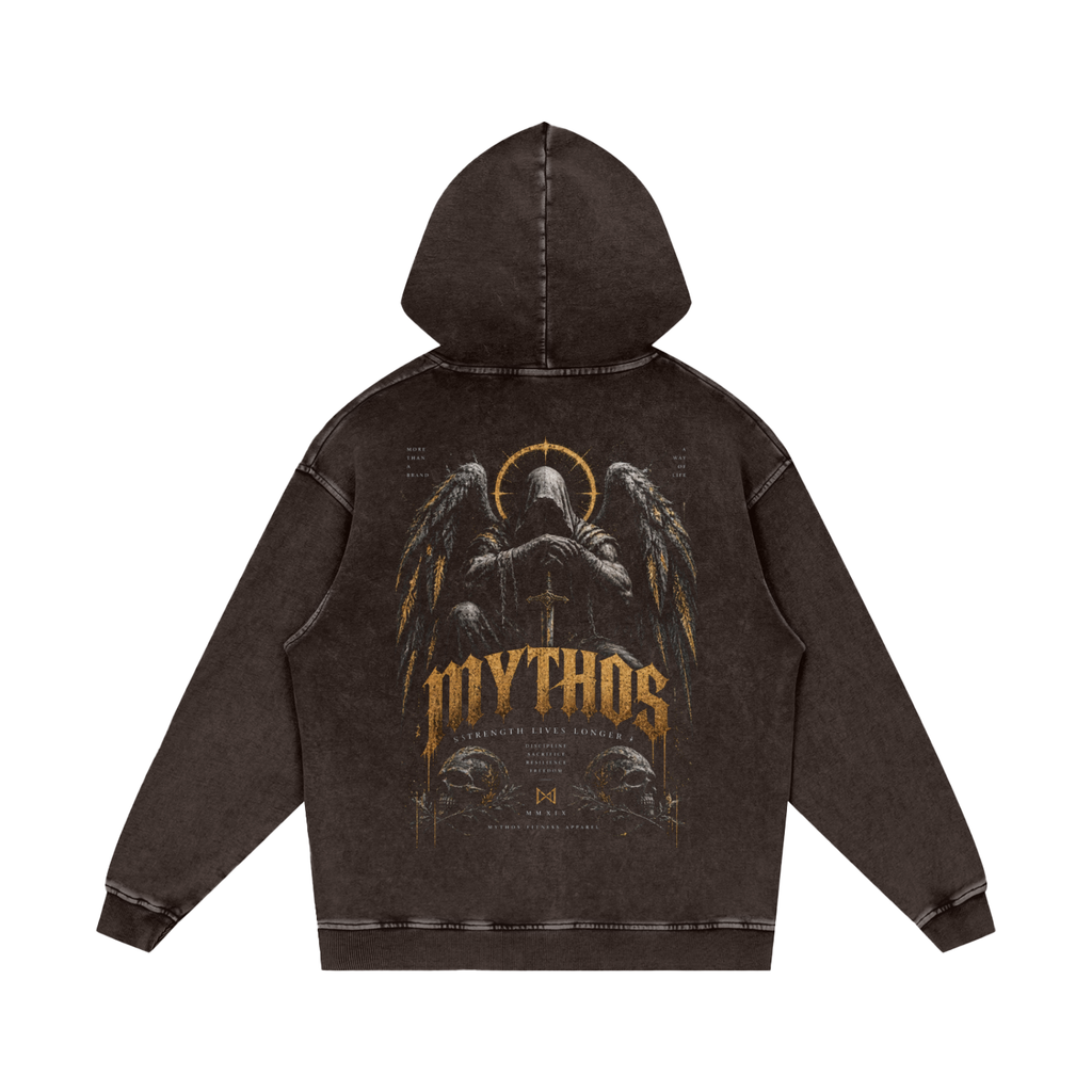 Snow Washed Loose Cotton Hoodie Angel