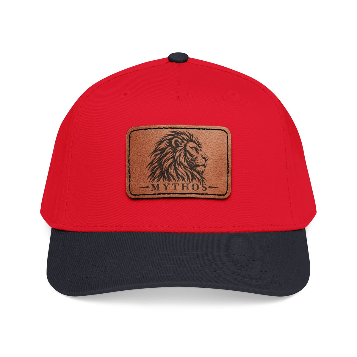 Leather Patch Lion Baseball Cap — Mid Profile Adjustable Hat