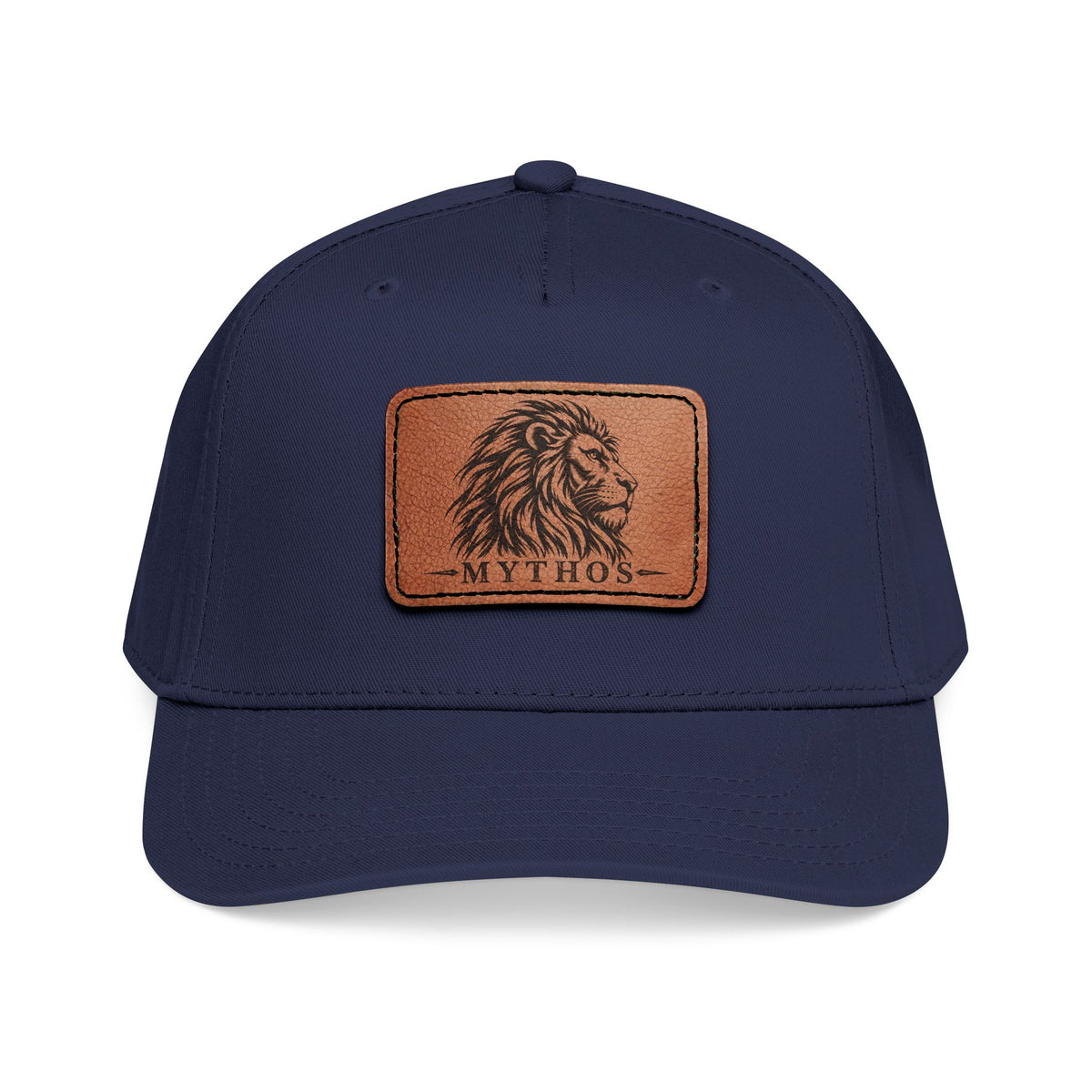 Leather Patch Lion Baseball Cap — Mid Profile Adjustable Hat