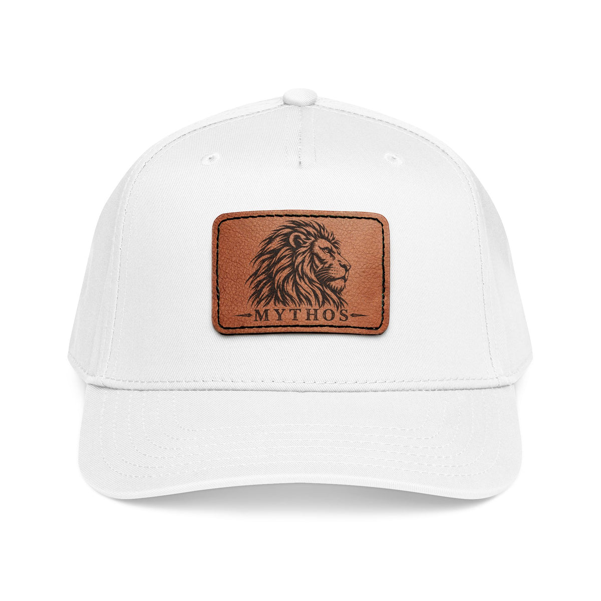 Leather Patch Lion Baseball Cap — Mid Profile Adjustable Hat