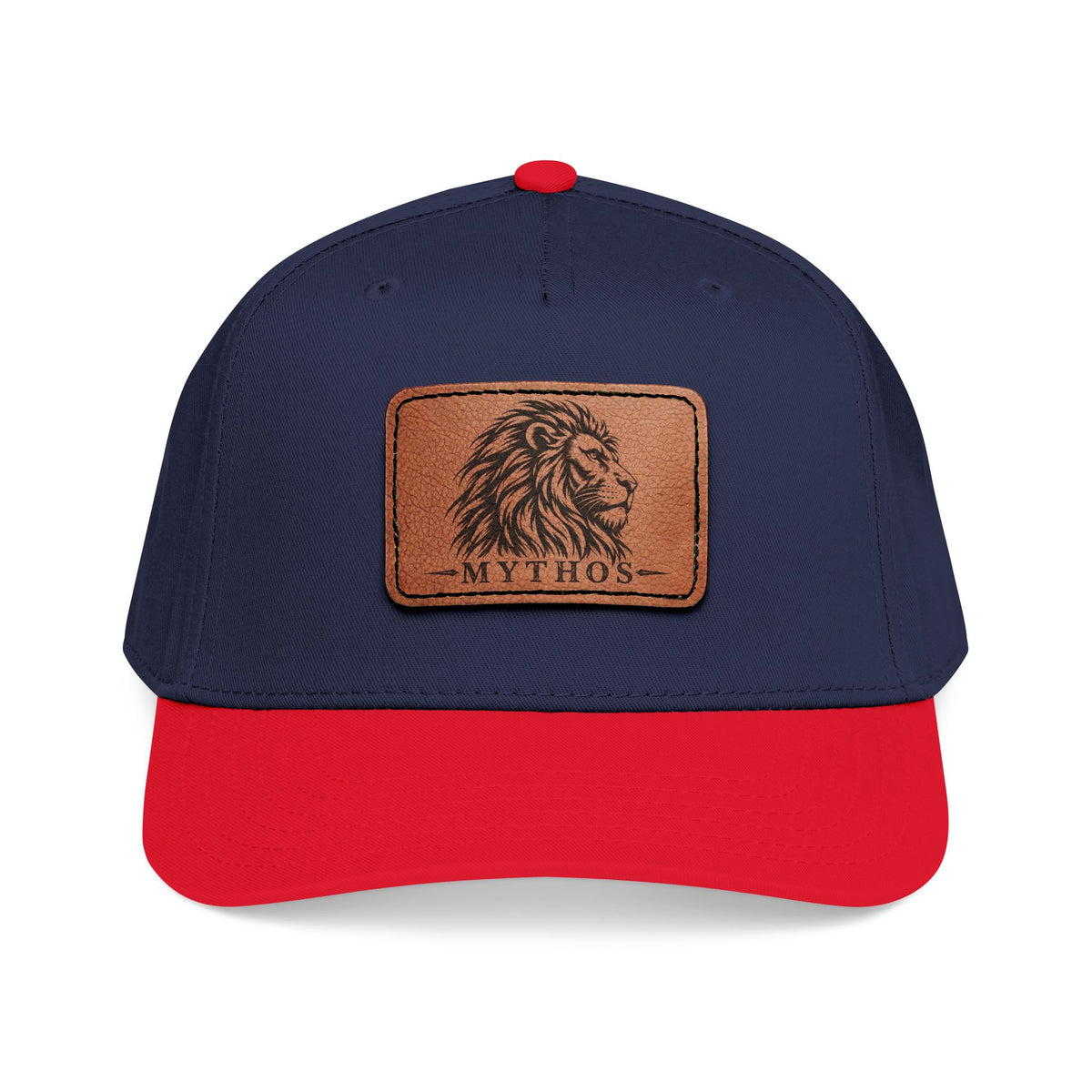 Leather Patch Lion Baseball Cap — Mid Profile Adjustable Hat