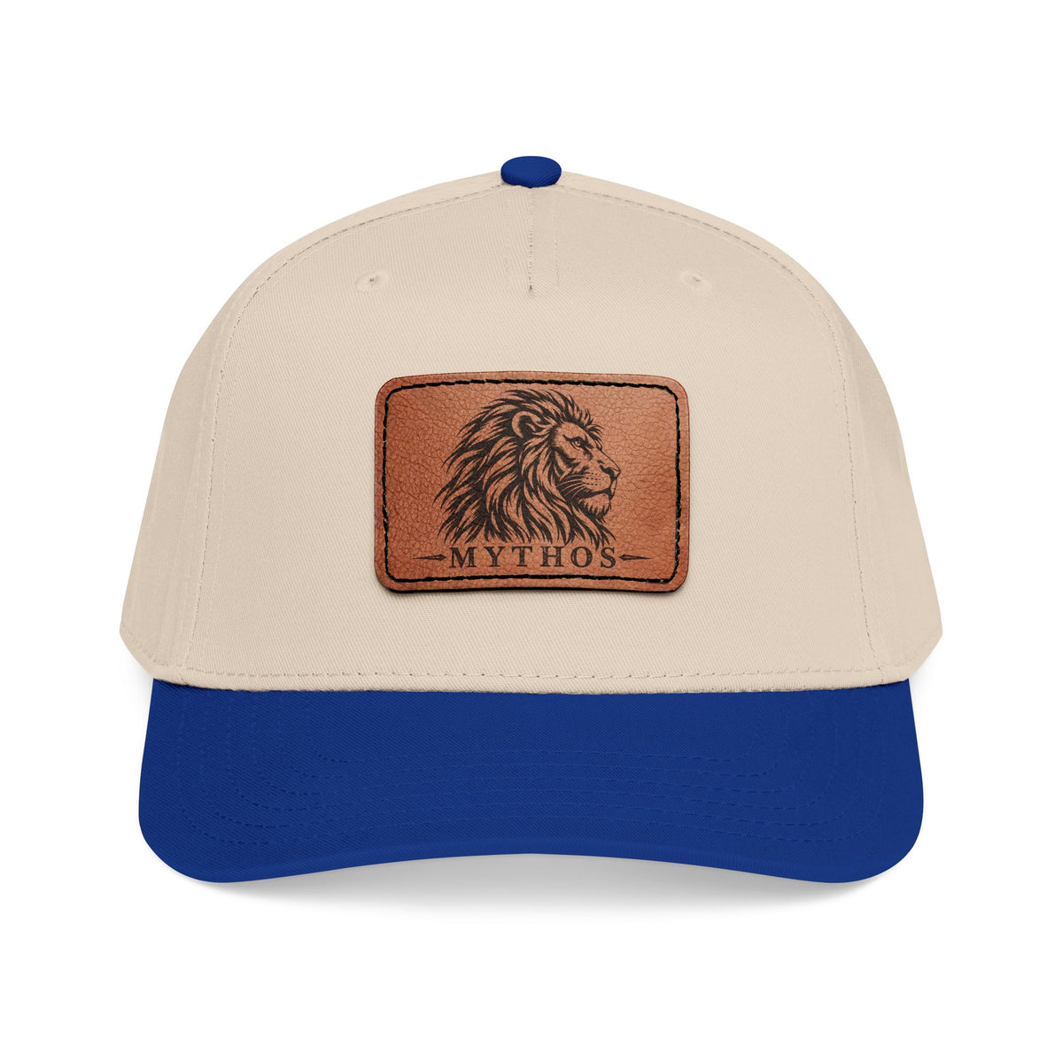 Leather Patch Lion Baseball Cap — Mid Profile Adjustable Hat