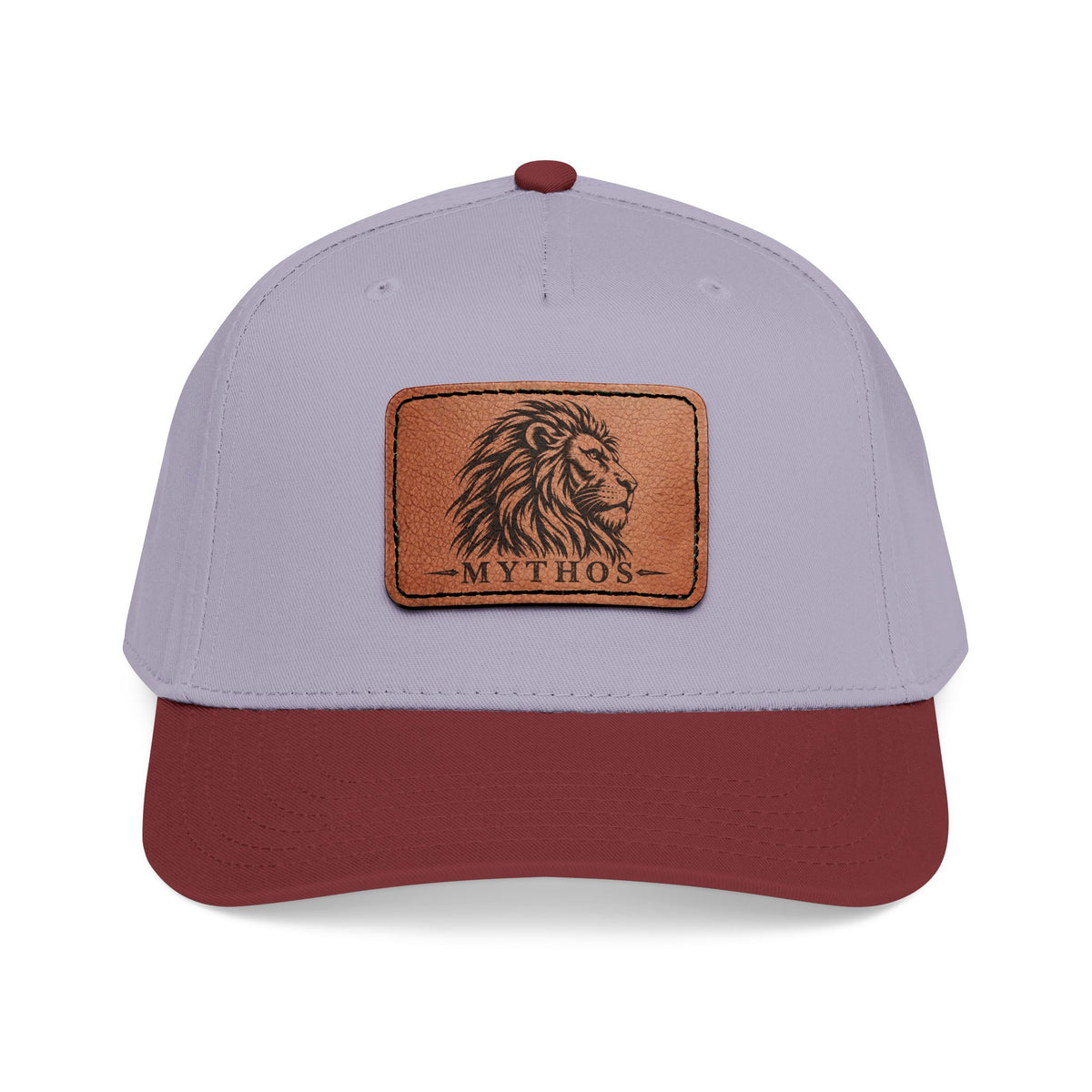 Leather Patch Lion Baseball Cap — Mid Profile Adjustable Hat