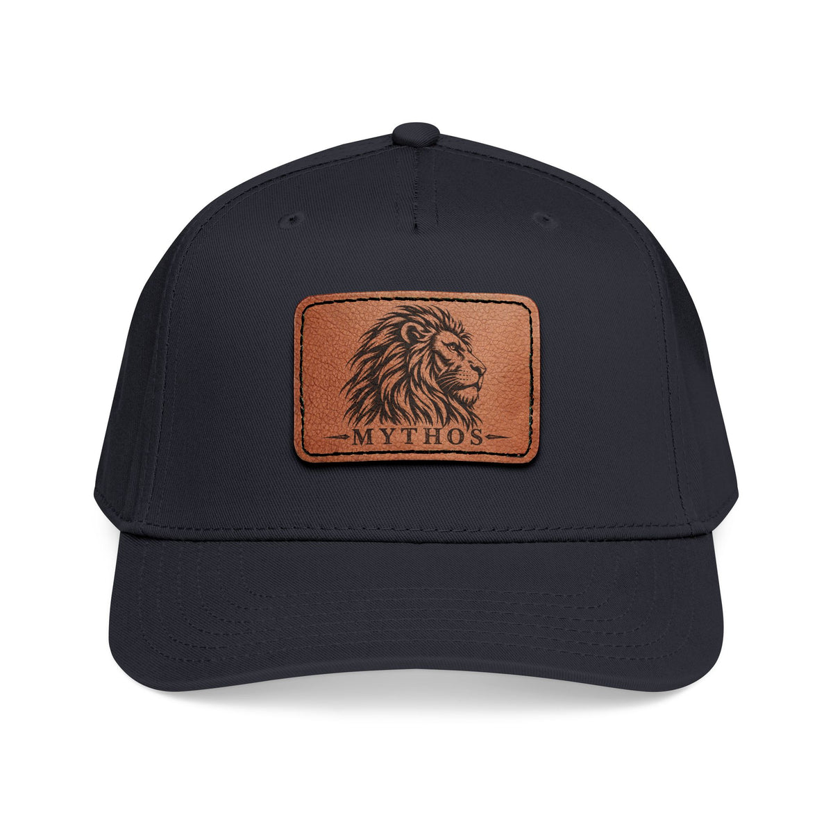 Leather Patch Lion Baseball Cap — Mid Profile Adjustable Hat