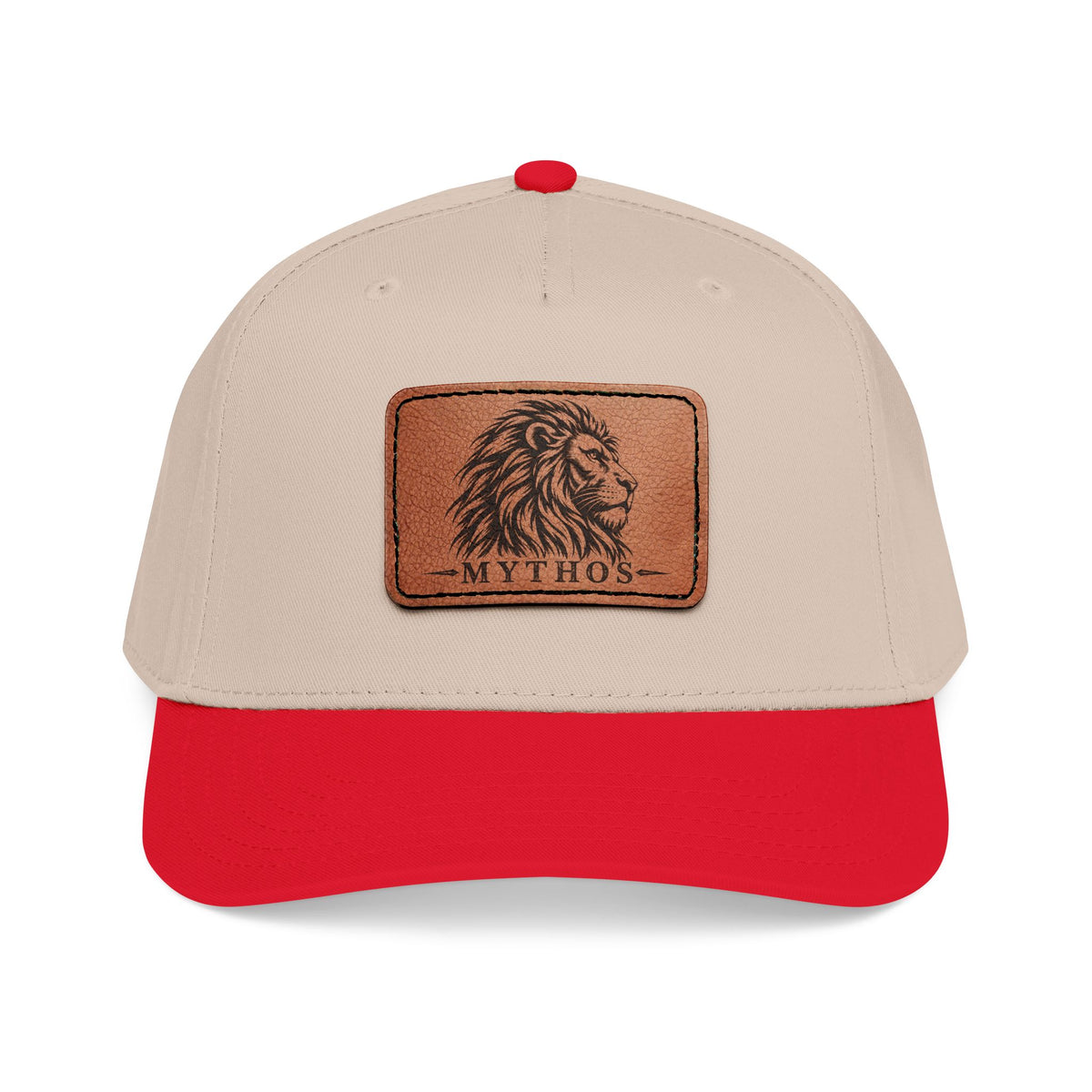 Leather Patch Lion Baseball Cap — Mid Profile Adjustable Hat