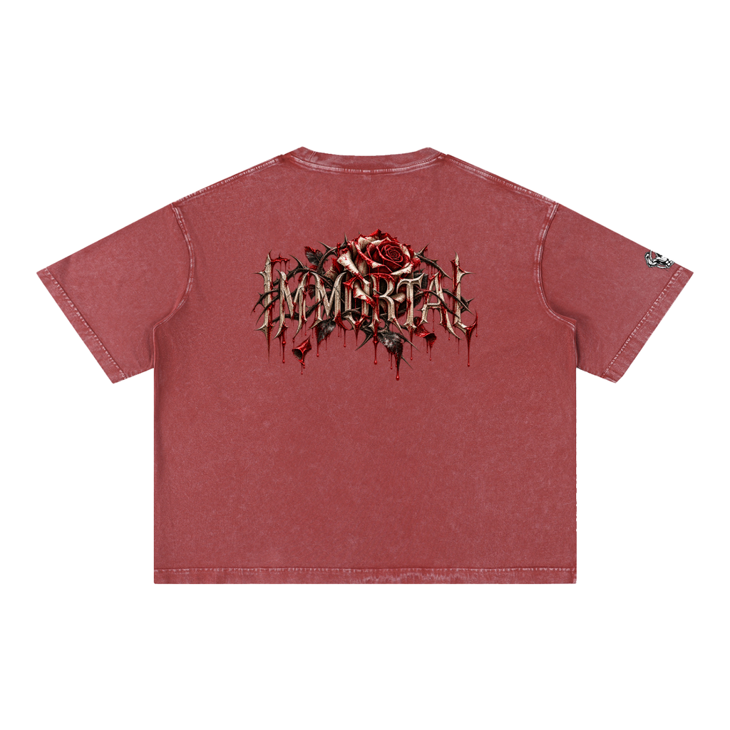 Mineral Wash Boxy Cotton T-Shirt Immortal
