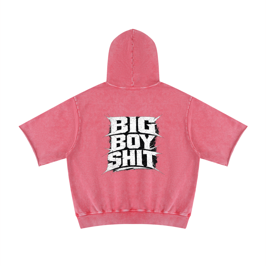 Unisex Mineral Wash Short Sleeve Hoodie Big Boy S