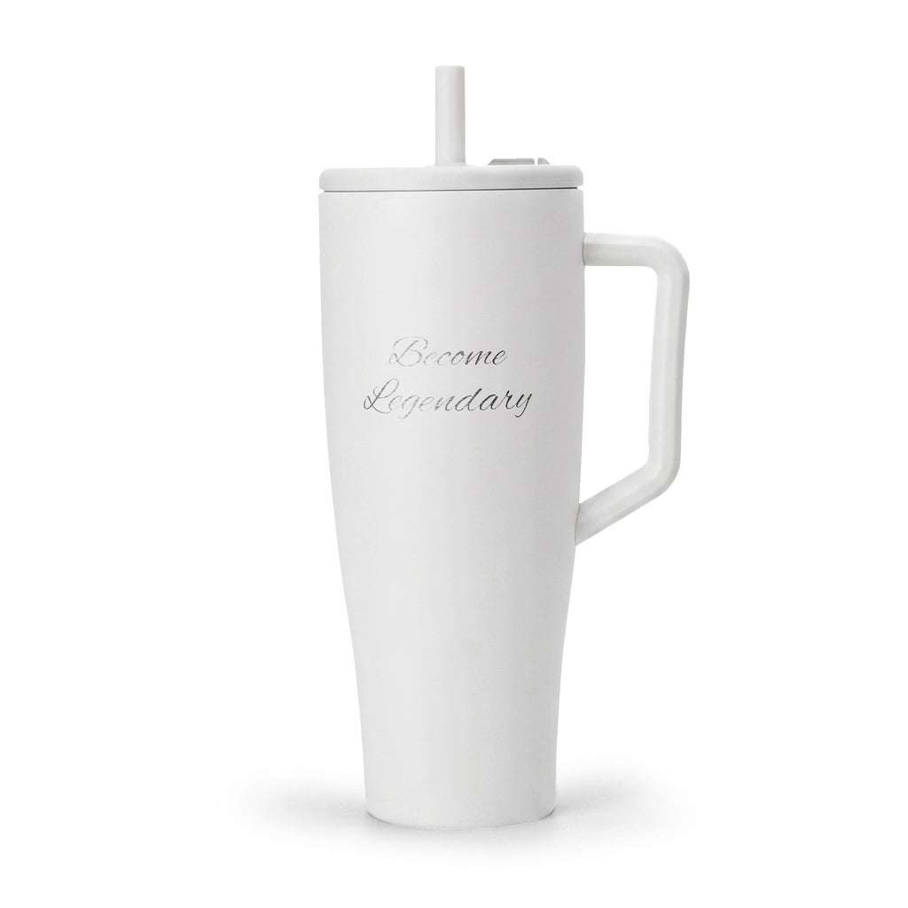 40oz Insulated Tumbler with Handle & Straw — Engraved Travel Mug