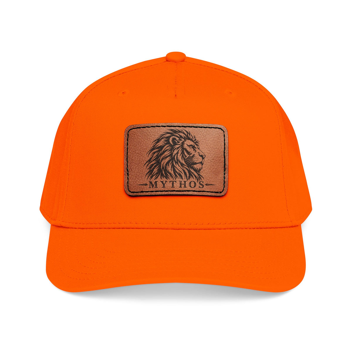 Leather Patch Lion Baseball Cap — Mid Profile Adjustable Hat