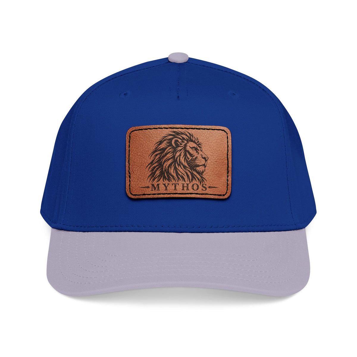 Leather Patch Lion Baseball Cap — Mid Profile Adjustable Hat