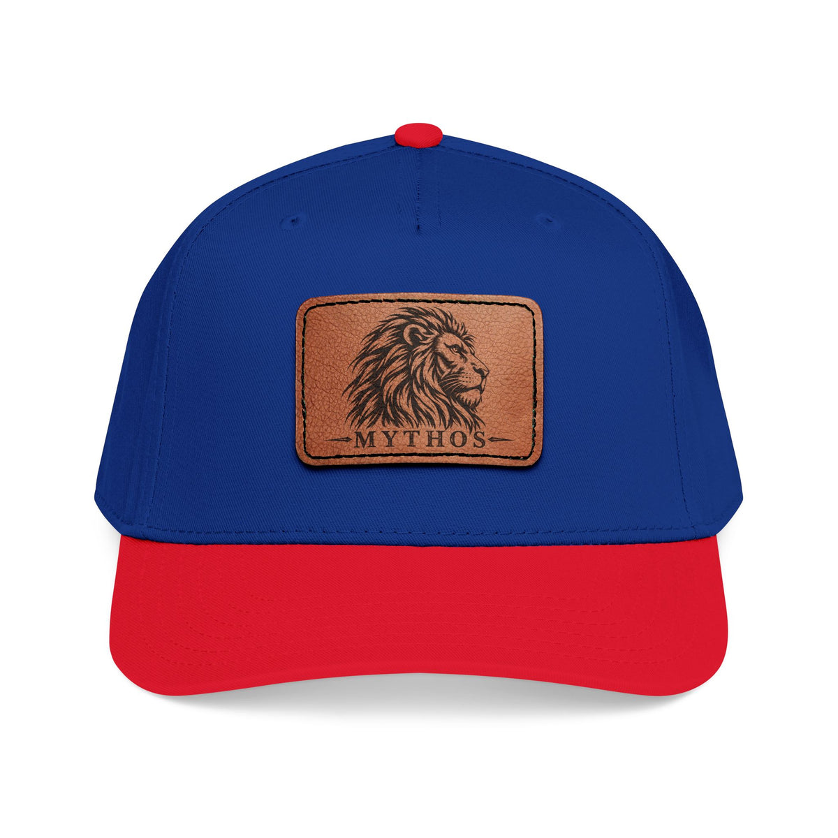 Leather Patch Lion Baseball Cap — Mid Profile Adjustable Hat