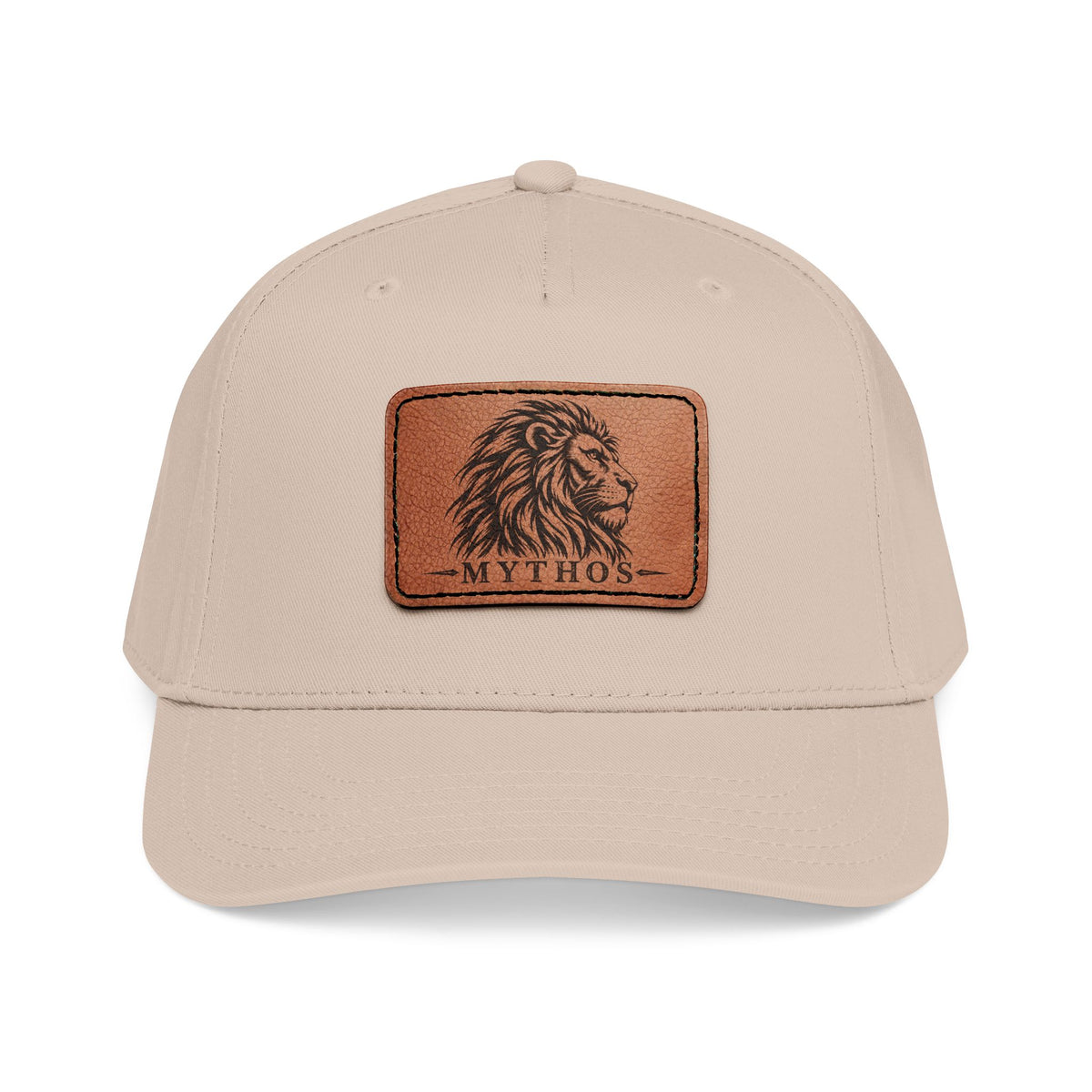 Leather Patch Lion Baseball Cap — Mid Profile Adjustable Hat