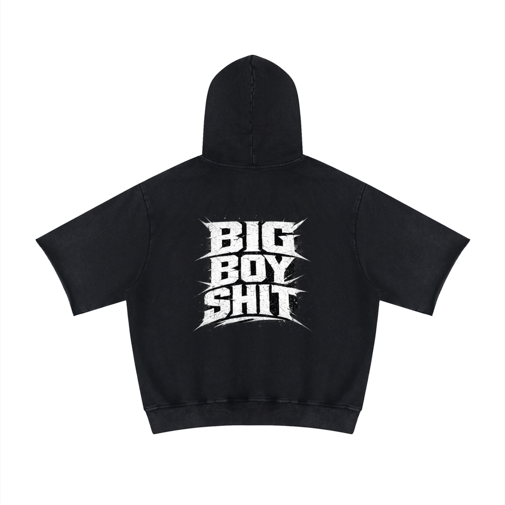 Unisex Mineral Wash Short Sleeve Hoodie Big Boy S