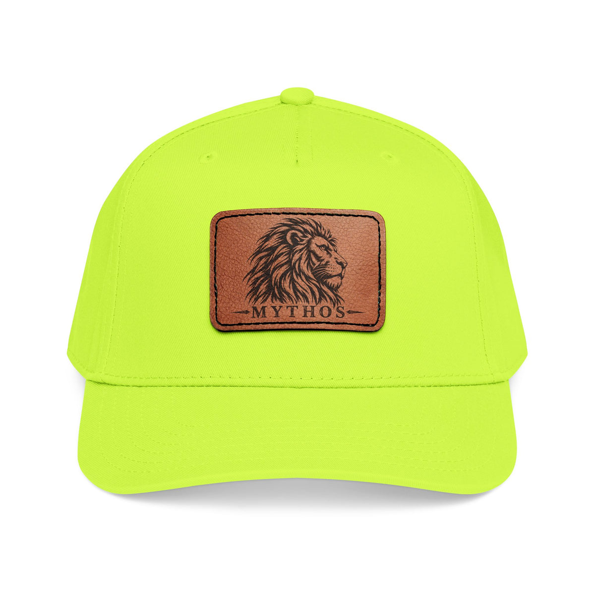 Leather Patch Lion Baseball Cap — Mid Profile Adjustable Hat