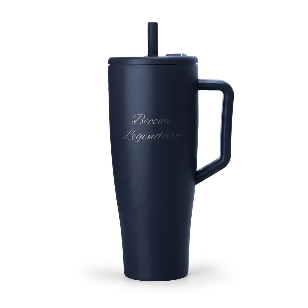 40oz Insulated Tumbler with Handle & Straw — Engraved Travel Mug