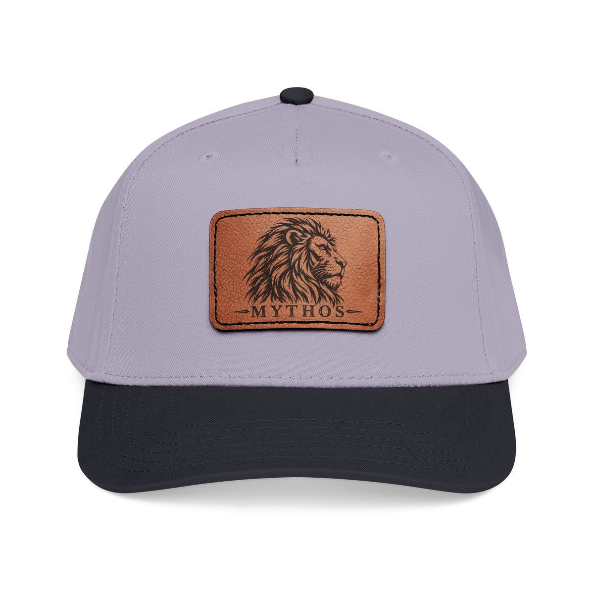 Leather Patch Lion Baseball Cap — Mid Profile Adjustable Hat